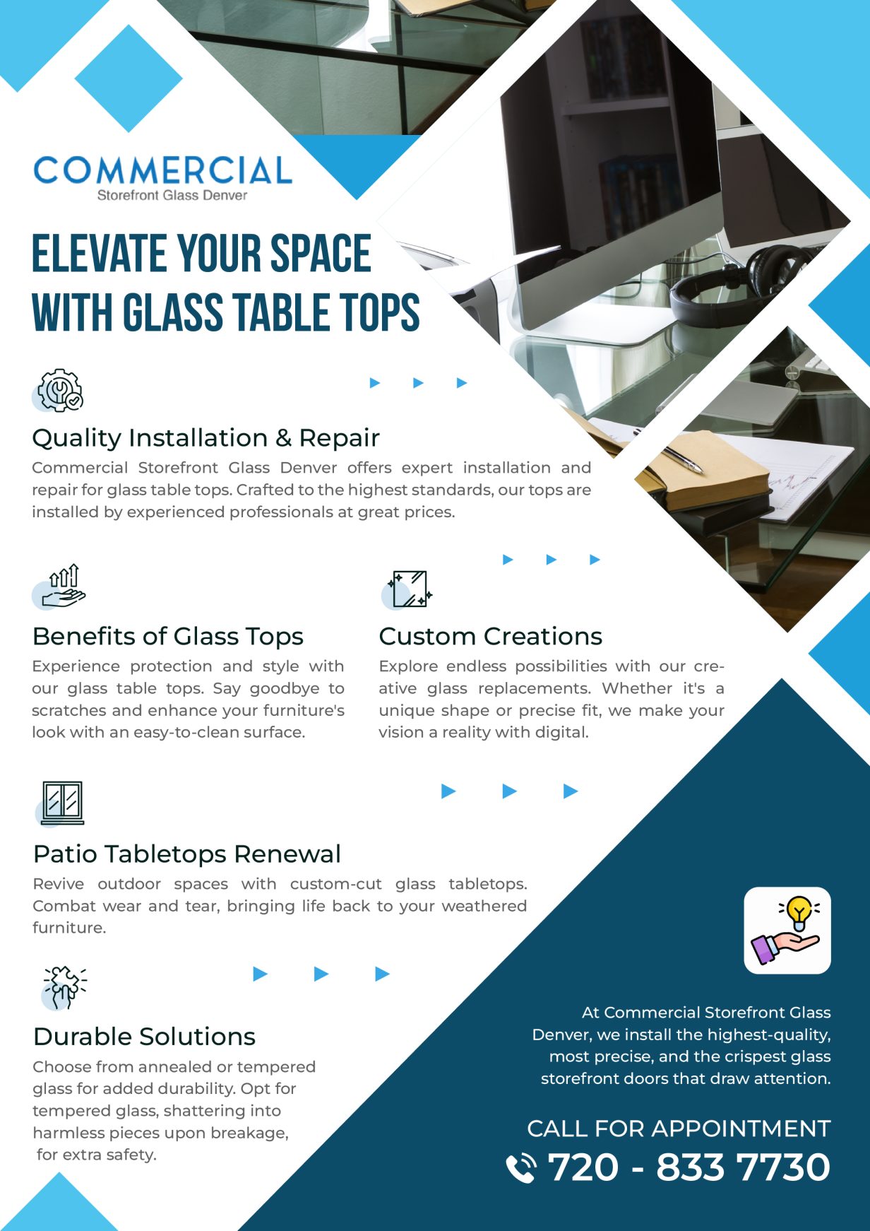 Glass Table Tops Storefront Window Replacement in Denver Bi-fold Sliding